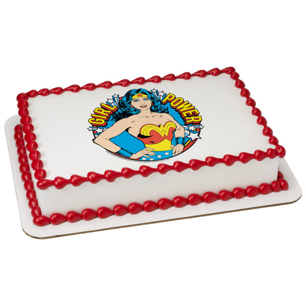 A Birthday Place - Cake Toppers - Wonder Woman Girl Power! Edible Cake Topper Image