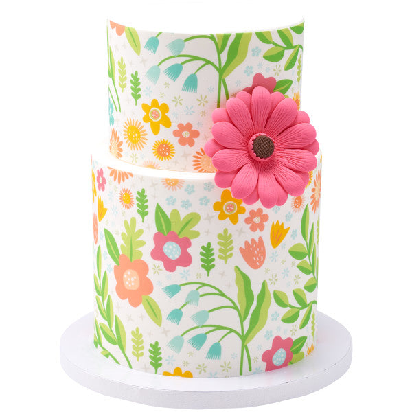 Delicate Florals Edible Cake Topper Image