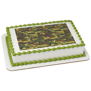 Green Camouflage Edible Cake Topper Image