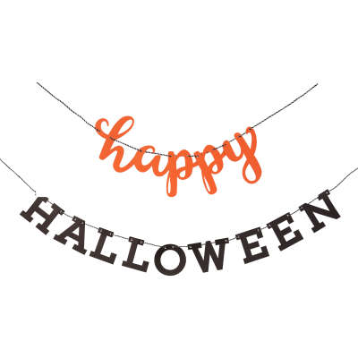 Orange and Black 2pc Happy Halloween Banner