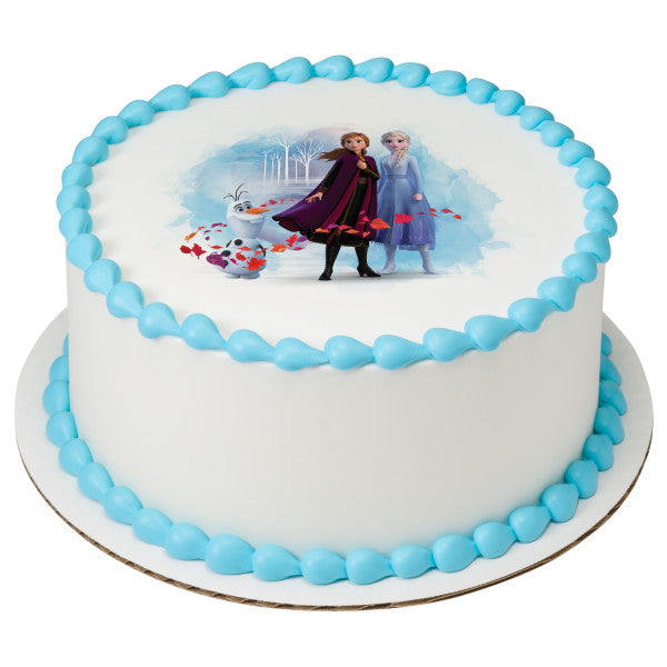 Disney Frozen II Elsa, Anna and Olaf Edible Cake Topper Image