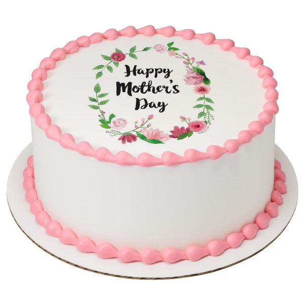 Mother's Day Laurel Edible Cake Topper Image