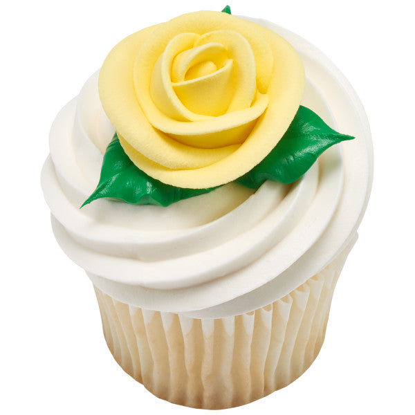 Party Yellow Large Classic Sugar Rose Decorations