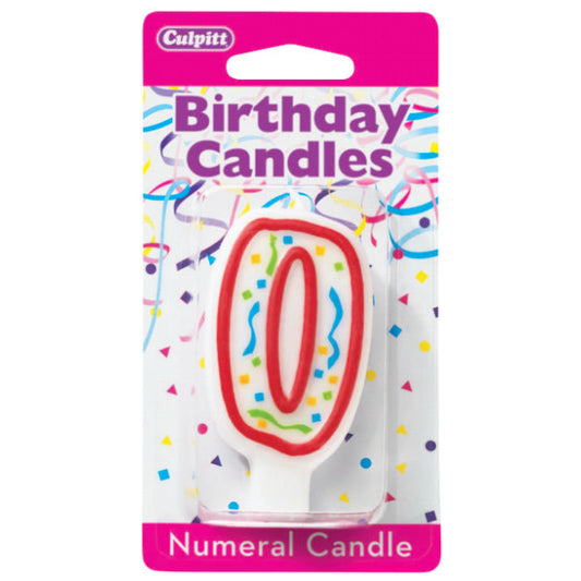 0 Party Red Numeral Candles