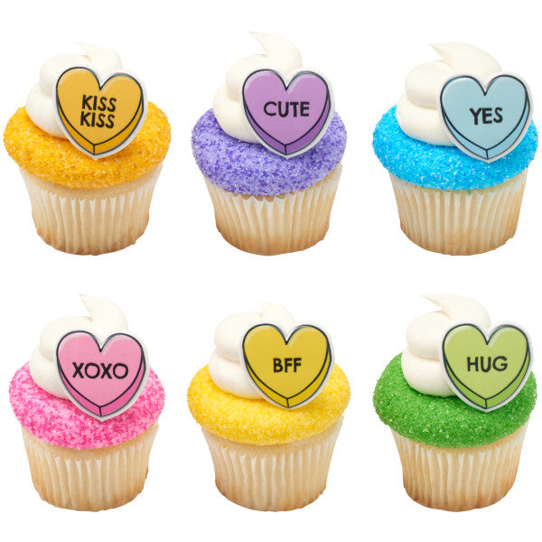 Candy Hearts Cupcake Rings