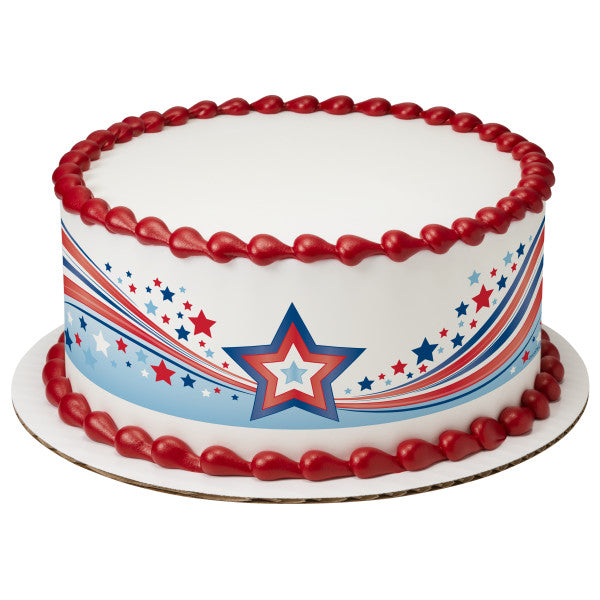 Patriotic Stars Edible Cake Topper Image Strips