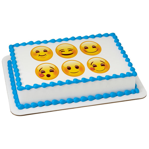 A Birthday Place - Cake Toppers - Emoji Full of Smiles 3" Round Edible Cake Topper Image