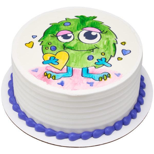 Paintable Love Monster Edible Cake Topper Image