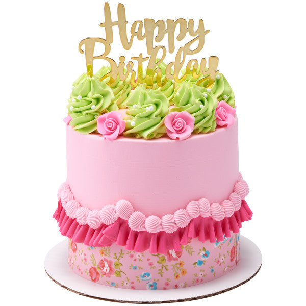 Tiras de imágenes comestibles para decoración de tartas con estampado de florecitas rosas