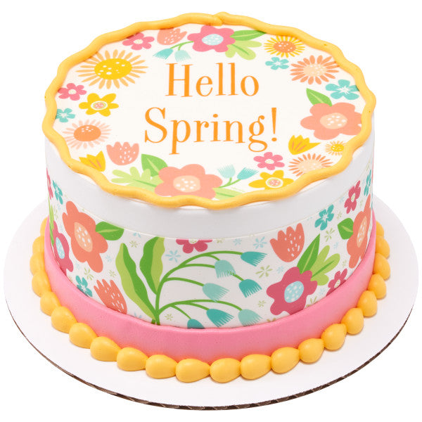 Marco de imagen de decoración comestible para tarta con corona de flores delicadas