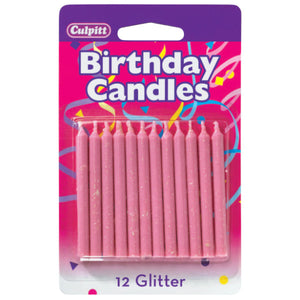 Pink Glitter Smooth & Spiral Candles
