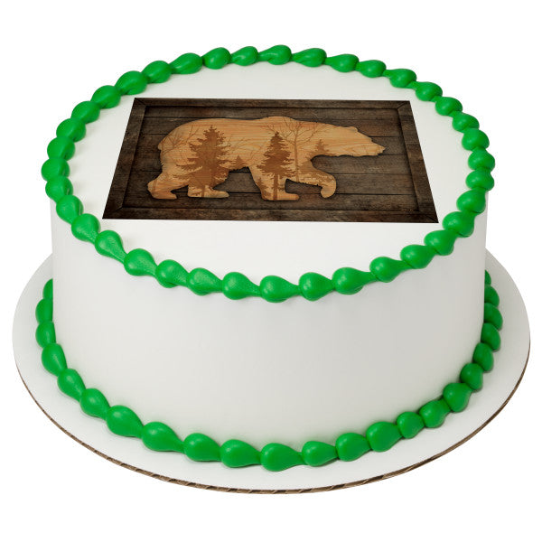 Rustic Bear Edible Cake Topper Image