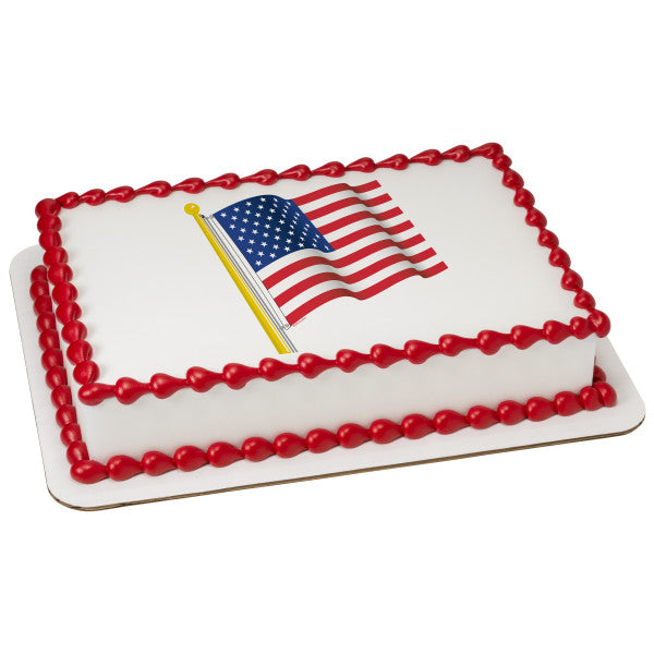 American Flag Edible Cake Topper Image