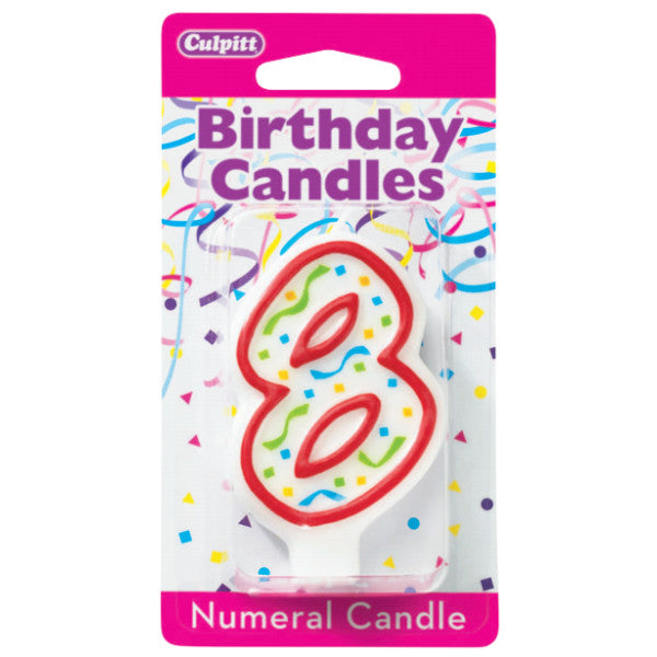 8 Party Red Numeral Candles