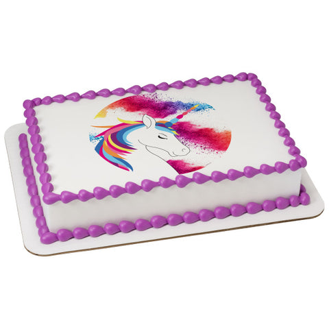 Rainbow Unicorn Edible Cake Topper Image