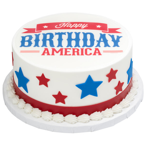 Celebrate America Happy Birthday Edible Cake Topper Image