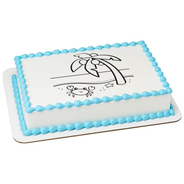Paintable Beach Edible Cake Topper Image