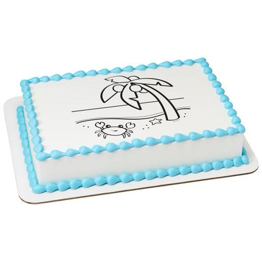 Paintable Beach Edible Cake Topper Image