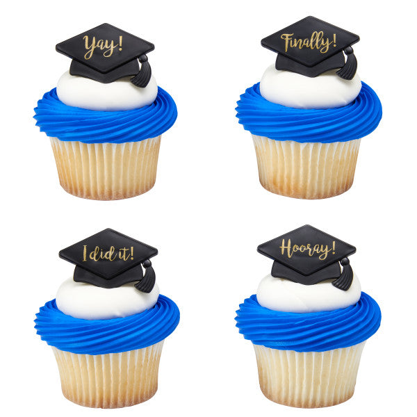 Grad Hat Sayings Cupcake Rings