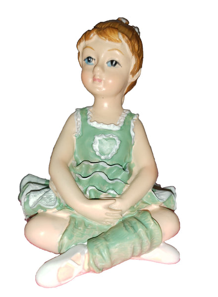 3" Porcelain Ballerina - Green Dress