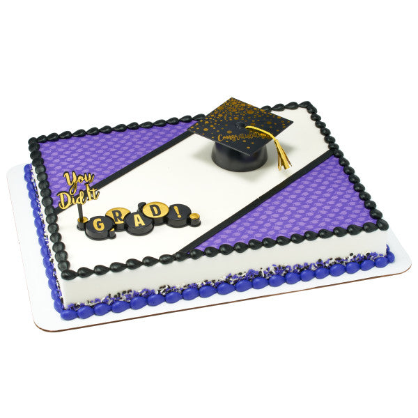 Purple Grad Hats Edible Cake Topper Image