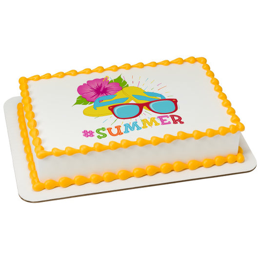 #Summer Edible Cake Topper Image