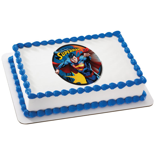 A Birthday Place - Cake Toppers - Superman Up and Away Edible Cake Topper Image