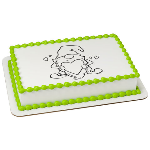 Paintable Love Gnome Edible Cake Topper Image