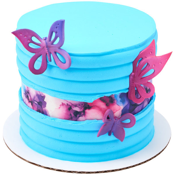 Abstract Flowers Edible Cake Topper Image Strips