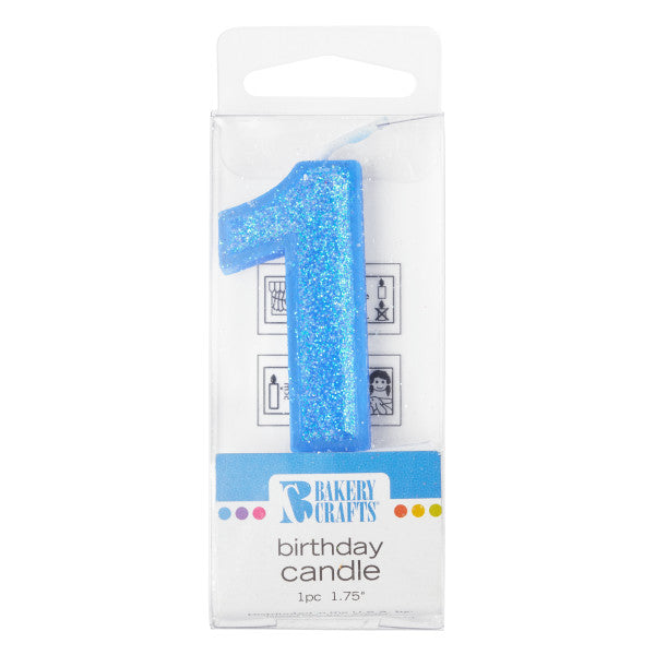 1 Mini Glitter Numeral Candle