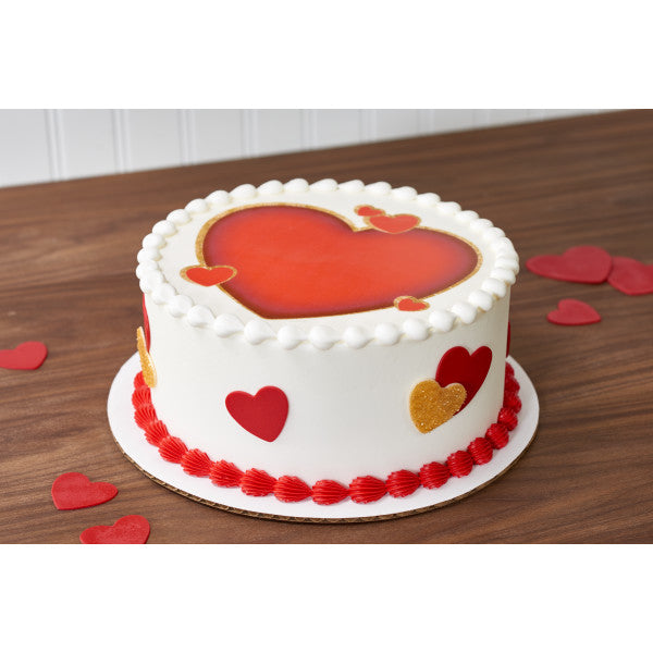 Red Hearts Edible Cake Topper Image