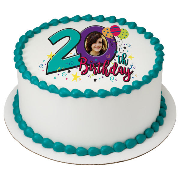 Happy 20th Birthday Edible Cake Topper Image Frame