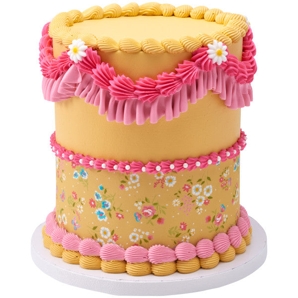 Yellow Ditsy Print Edible Cake Topper Image