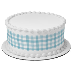 Blue Gingham Edible Cake Topper Image Strips
