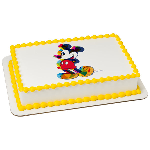 Mickey One Of A Kind Colorful Edible Cake Topper Image