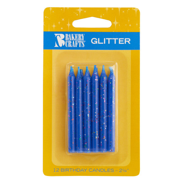 Blue Glitter Smooth & Spiral Candles