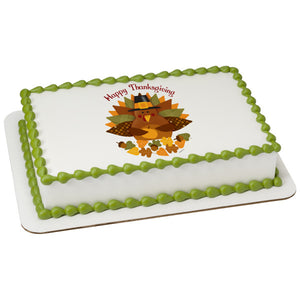 Happy Thanksgiving Turkey Edible Cake Topper Image