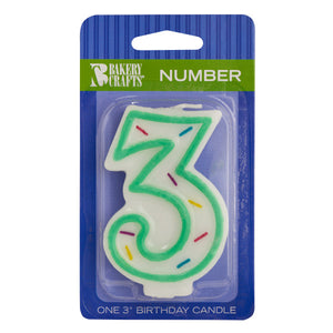Numeral "3" Sprinkle Candles