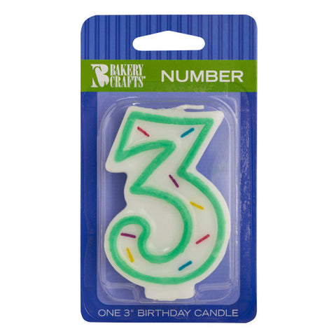 Numeral "3" Sprinkle Candles