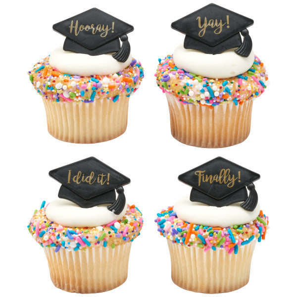 Grad Hat Sayings Cupcake Rings