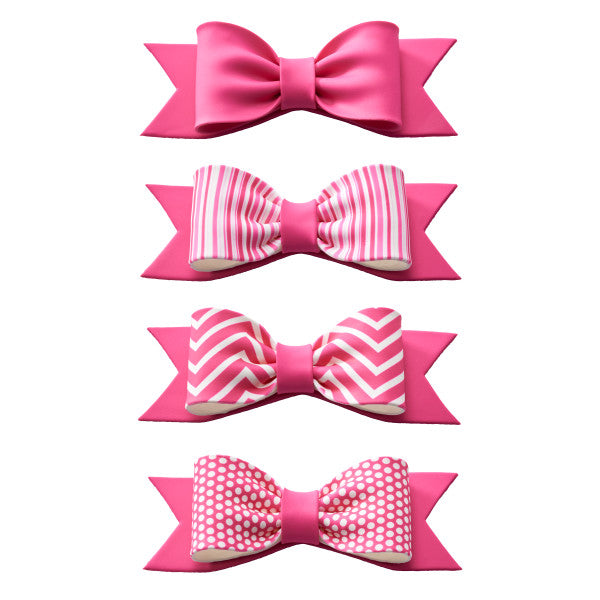 Bright Pink Printed and Solid Gum Paste Bows