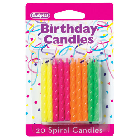20 Neon 2 ½" Smooth & Spiral Candles