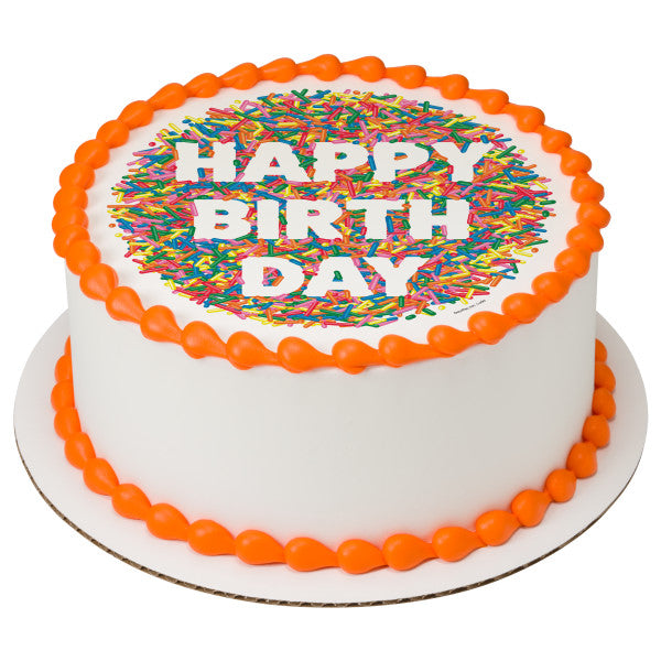 Happy Birthday Edible Cake Topper Image