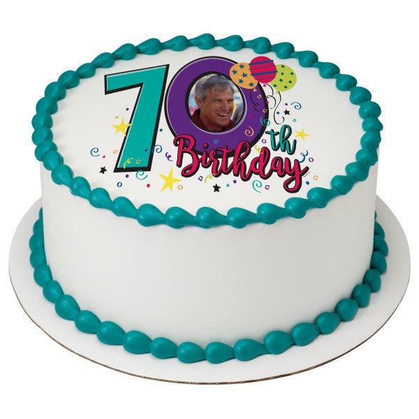 Happy 70th Birthday Edible Cake Topper Image Frame