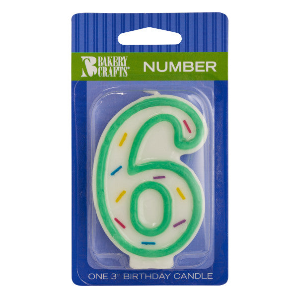 A Birthday Place - Cake Toppers - Numeral "6" Sprinkle Candles