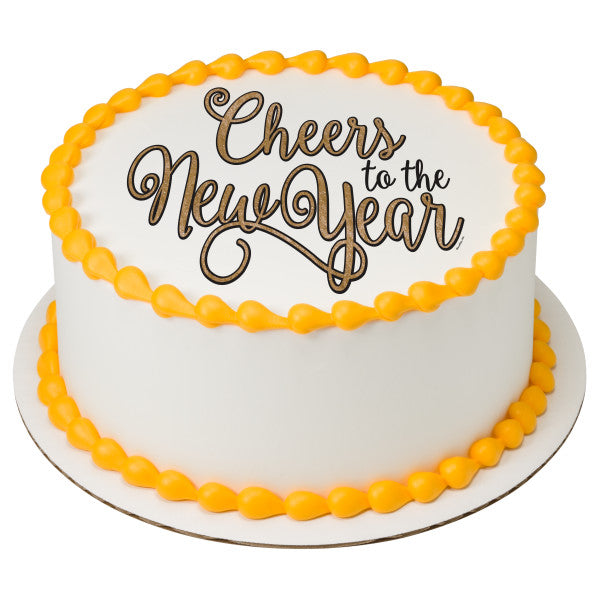 Cheers to the New Year! Edible Cake Topper Image