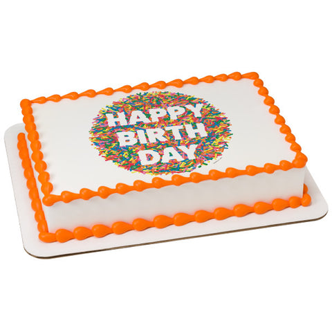 Happy Birthday Edible Cake Topper Image