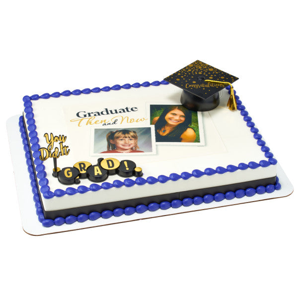 Graduate Then and Now Edible Cake Topper Image Frame