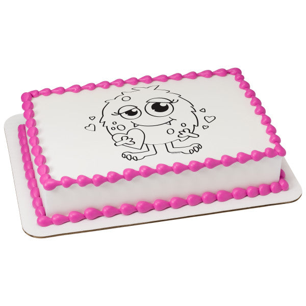 Paintable Love Monster Edible Cake Topper Image