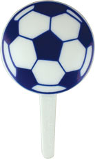 Blue and White Soccer Ball Cupcake Picks (12ct)